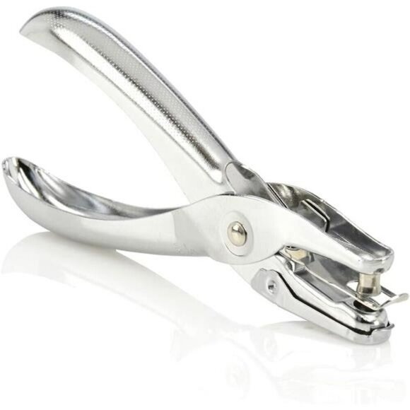 1 Hole Punch 5 Sheet Capacity Hole Puncher Single Hole Paper Punch Chrome (74005 - Picture 1 of 7